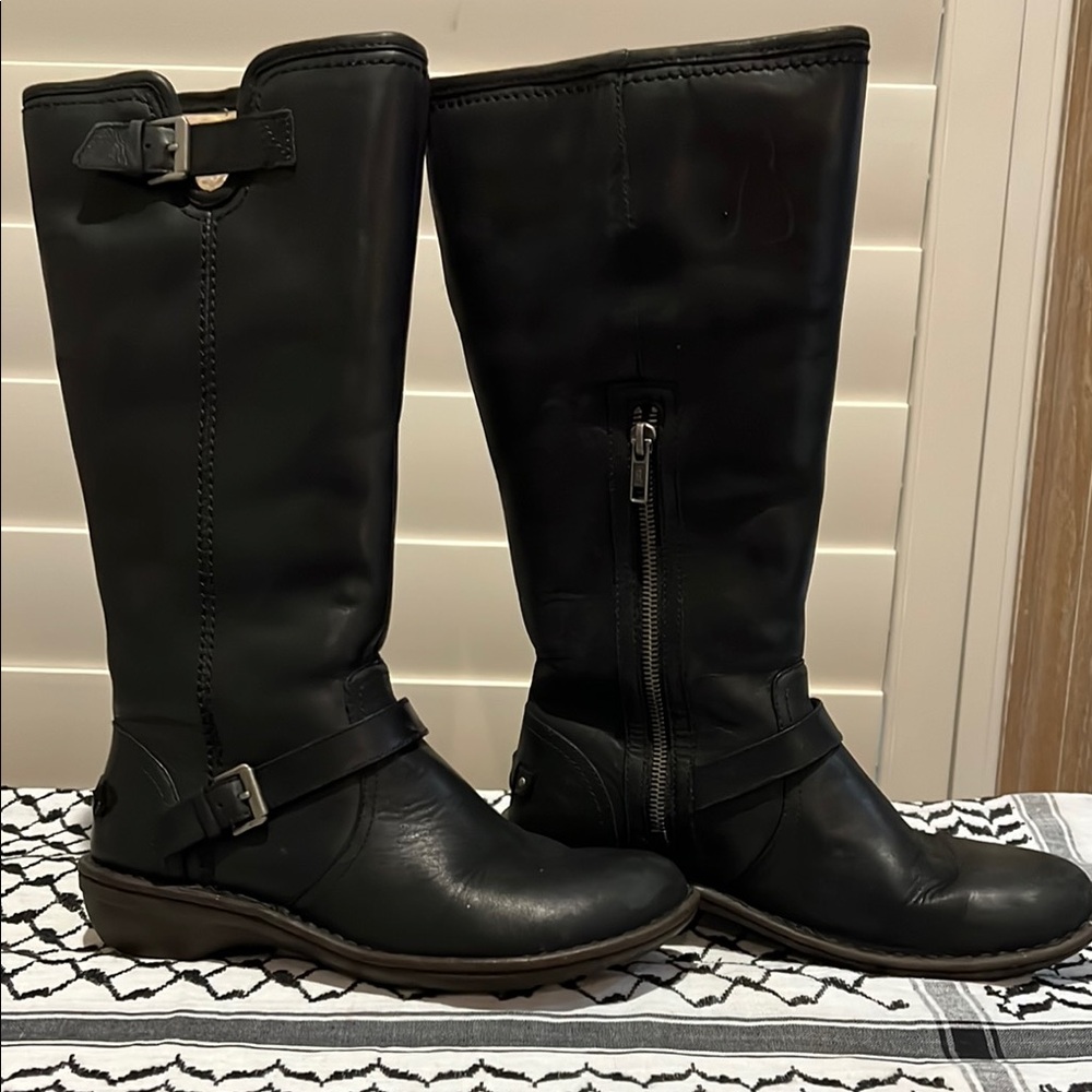 Black Winter Knee-High Boots with Zipper